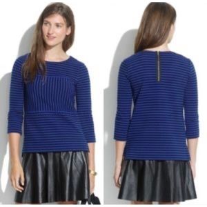 Madewell Blue and Black Striped Quarter Sleeve Top Size Medium